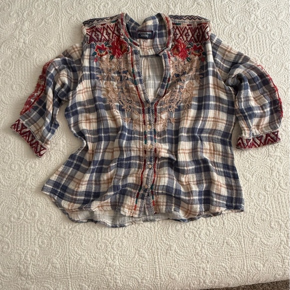 Johnny Was Workshop Embroidered Plaid M to - Picture 1 of 13